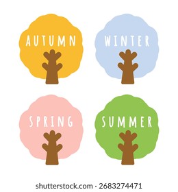 Conjunto de ilustración de árbol de cuatro estaciones 