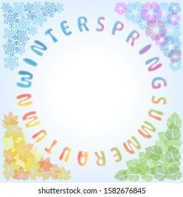 Four Seasons Tree: spring, summer, autumn, winter.Cartoon illustration representing the seasons cycle.