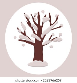 Four seasons tree - spring, summer, autumn, winter on white background. Vector illustration in flat cartoon style