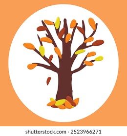 Four seasons tree - spring, summer, autumn, winter on white background. Vector illustration in flat cartoon style