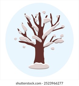 Four seasons tree - spring, summer, autumn, winter on white background. Vector illustration in flat cartoon style
