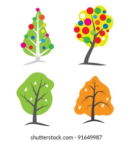 four seasons tree symbols illustration