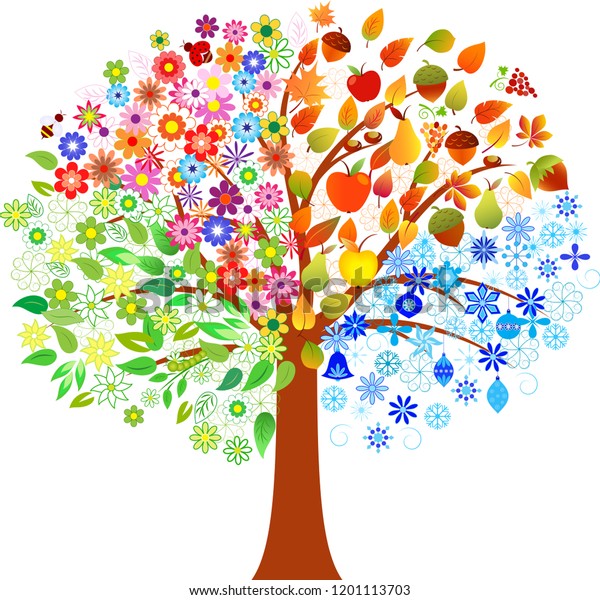 Four Seasons Tree Vector Stock Vector (Royalty Free) 1201113703 ...