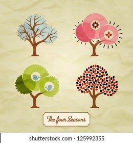 Four Seasons Trees Background Illustration