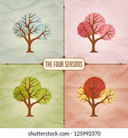 Four Seasons Trees Background Illustration