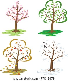 Apple tree four seasons Images, Stock Photos & Vectors | Shutterstock