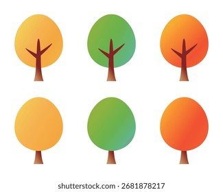 	
Conjunto de ilustração vetorial de árvores de quatro estações. Um clip-art sazonal mínimo.