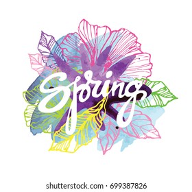 Four Seasons Typographic Banner.  Spring poster. Vector illustration EPS 10