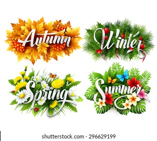 Four Seasons  Typographic Banner. Vector illustration EPS 10