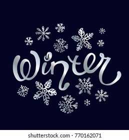 Four Seasons Typographic Banner.  Winter poster. Vector illustration EPS 10