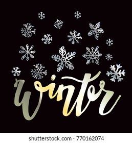 Four Seasons Typographic Banner.  Winter poster. Vector illustration EPS 10