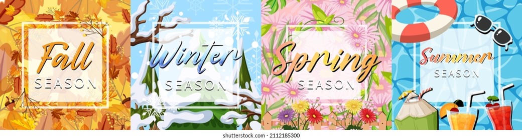 Four Seasons Typographic Posters illustration