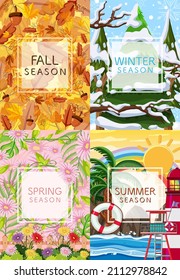 Four Seasons Typographic Posters illustration