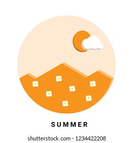 Four seasons. Vector  Illustration of hills , sky moon , sun  and landscape in winter, spring, summer, autumn