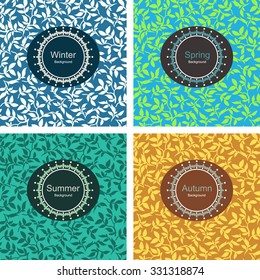 Four seasons vector set. Beautiful floral motifs in retro style.