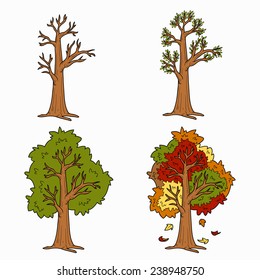 Four Seasons, vector set of trees