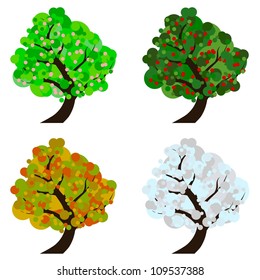 Four seasons vector tree