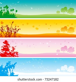 Four seasons. Web banner of four seasons - summer, Autumn, spring and winter Landscape.