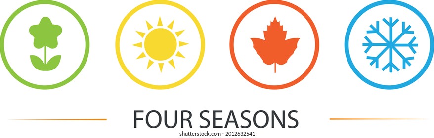 Four seasons winter spring summer fall icon set vector - Shutterstock ID 2012632541