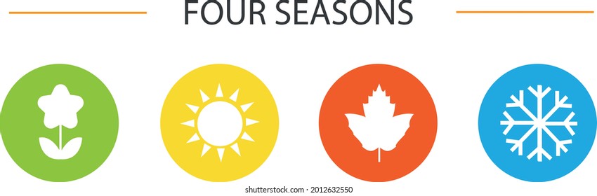 Four seasons winter spring summer fall icon set vector
