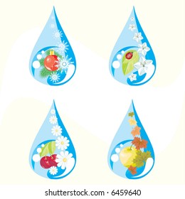 Four seasons - winter, spring, summer, autumn (vector)