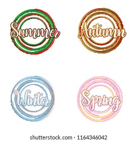 Four seasons word cards, vector illustration