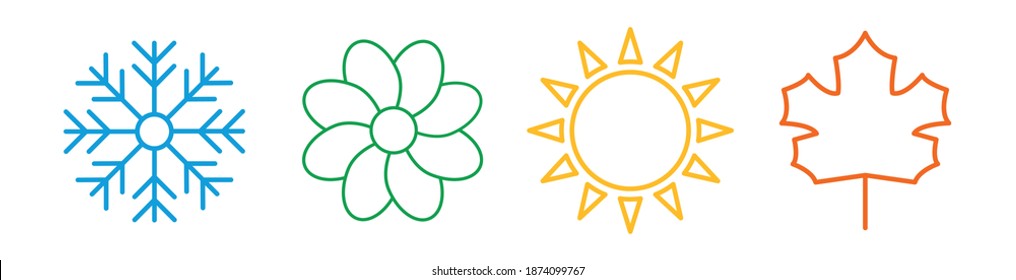 Four seasons year icon set. Vector illustration