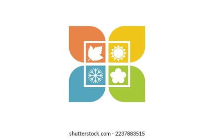 four seasons of the year logo icon concept