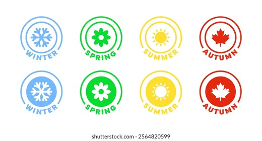 Four seasons of the year signs. Round icons