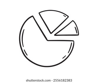 four sectional pie chart doodle hand drawn icon. Outline drawing sectional pie chart line clipart symbol. Vector illustration