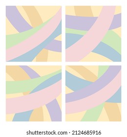 Cuatro conjuntos de fondos abstractos. La mano dibujó varias formas. Ilustraciones vectoriales contemporáneas de moda. Memphis planos de diseño con colores pastel. Adecuado para publicaciones en medios sociales.