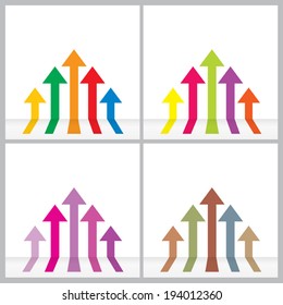 Four set of colorful five arrows going up ,can be use for abstract business sign or background. Vector EPS 10.