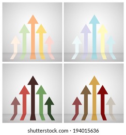 Four set of colorful five arrows going up ,can be use for abstract business sign or background. Vector EPS 10.