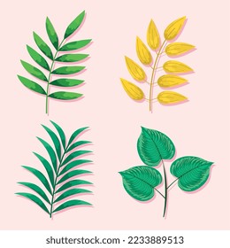 Vier-Set-Blätter-Natursymbole