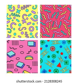 four set memphis design collection bundle  suitable for social media background