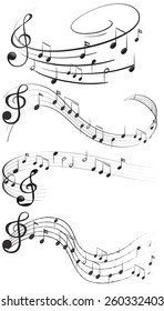 Four set of music notes