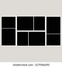Four set of Photo frames with tape on transparent background