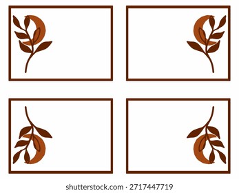 Cuatro Conjuntos de Fondos de pantalla bohemios con motivos de hojas. Ilustraciones de arte Abstractas con un tema de naturaleza. Un concepto bohemio para paredes e interiores.