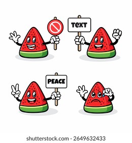  four sets of cute watermelon cut cartoons