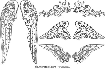 Four Sets of Detailed Angel Wings