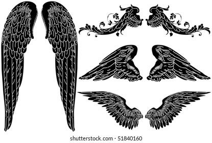 Four Sets of Detailed Angel Wings