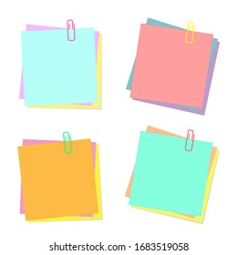 four sets of paper with different color staples