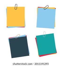 four sets of paper with different color staples