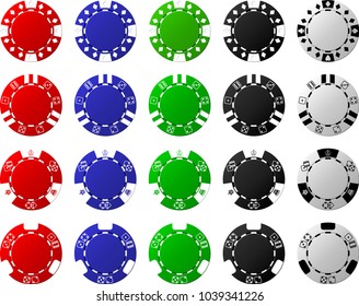 Four sets of poker chips (5 pieces each)