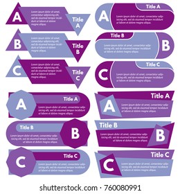 Four sets of three elements of infographic design. Step by step infographic design template. Vector illustration
