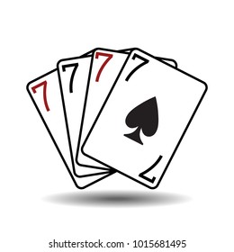 Four sevens playing cards vector illustration