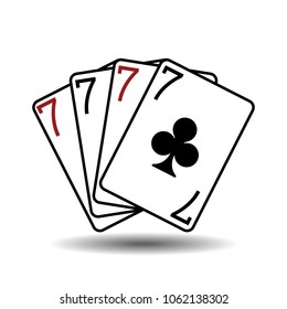 Four sevens playing cards vector illustration