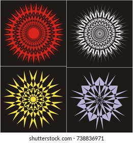 four shapes and four colors of abstract ornament illustrations