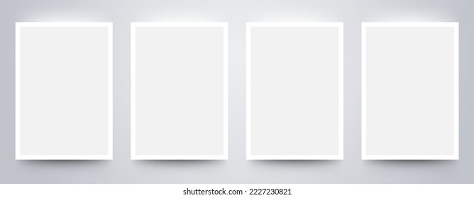 Four sheets of white paper with shadow for your design