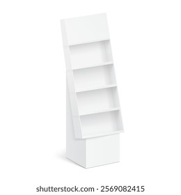 Four shelf side display with base for sale point. Vector illustration on a white background. Can be use for template your design, promotion, advertising. EPS10.	